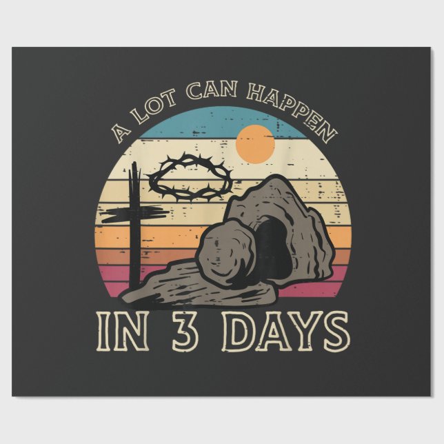 Papel De Presente A Lot Can Happen in 3 Days Easter Religious (Aberto)
