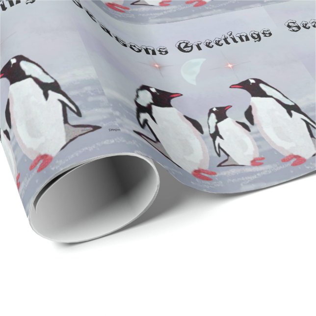Papel De Presente A lua do pinguim tempera cumprimentos (Ponta do rolo)