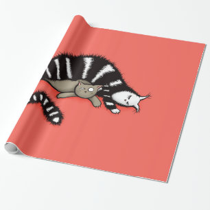 Papel De Presente A mãe do gato protege seu gatinho bonito