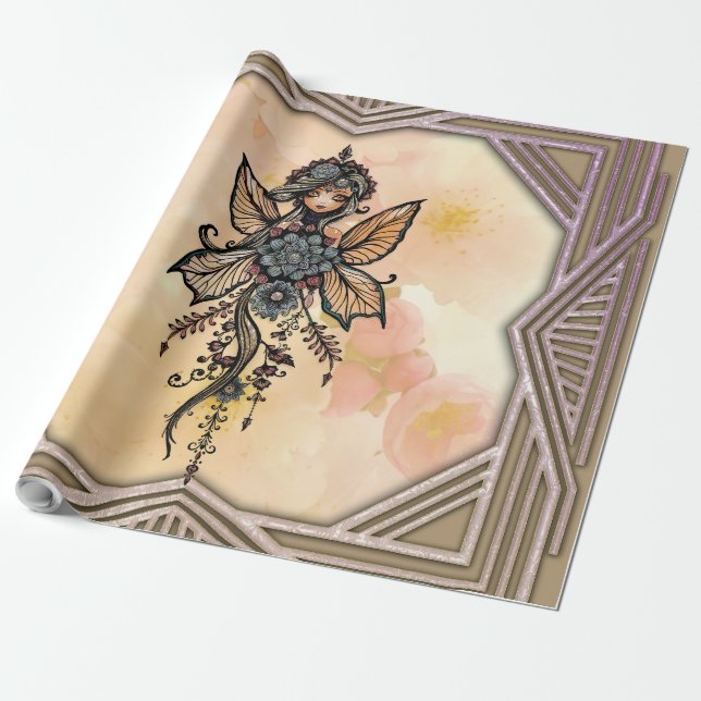 Papel De Presente A melodia da natureza, dança da fada das flores. (Desenrolado)