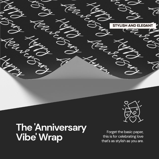 Papel De Presente A moldura da 'Vibe do Aniversário' (Level up your anniversary gifting with a wrap that's a whole vibe.)
