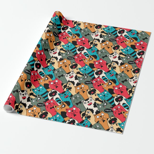 Papel De Presente A multidão de gatos (Desenrolado)