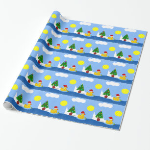 Papel De Presente A Natação de Natal do Ducky