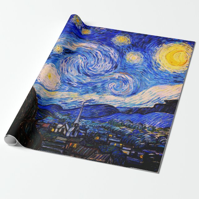 Papel De Presente A Noite Estrelada de Vincent Van Gogh (Desenrolado)