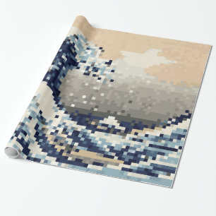 Papel De Presente A onda do Excelente de Kanagawa 8 Bit Pixel Art