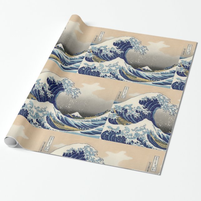 Papel De Presente A onda do Excelente de Kanagawa Hokusai (Desenrolado)