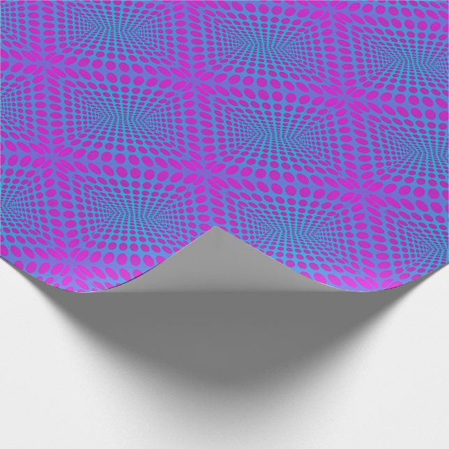 Papel De Presente A Op-Arte pontilha o roxo e o azul (Ponta)