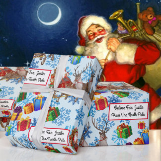 Papel De Presente A Partir De Papais noeis, Adicionar O Nome De Cria