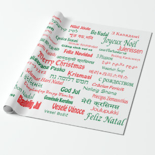 Papel De Presente A paz coexiste Feliz Natal feliz muitas línguas