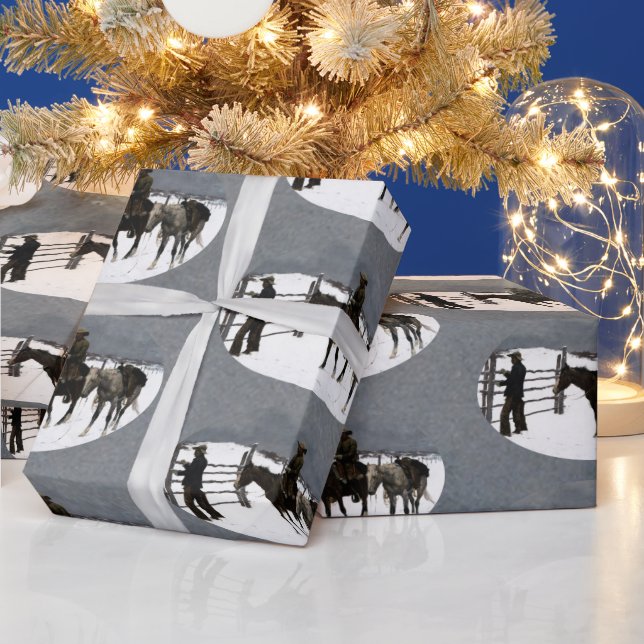 Papel De Presente A queda do cowboy 1895 Frederic Remington (Feriados)