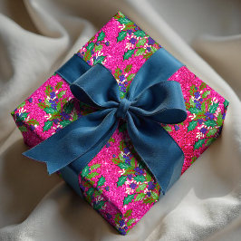 Papel De Presente A safra retrô cega deixa dias feriados rosa-quente