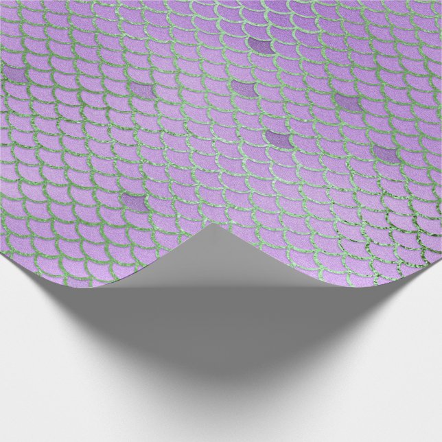 Papel De Presente A sereia escala o roxo do teste padrão sob o mar (Ponta)