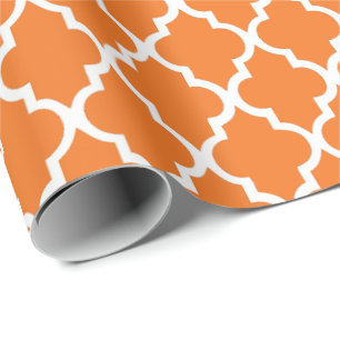Papel De Presente A tangerina Quatrefoil telha o teste padrão