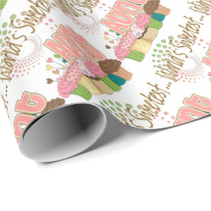 Papel De Presente A tia a mais doce Cupcake Edição Teste padrão d