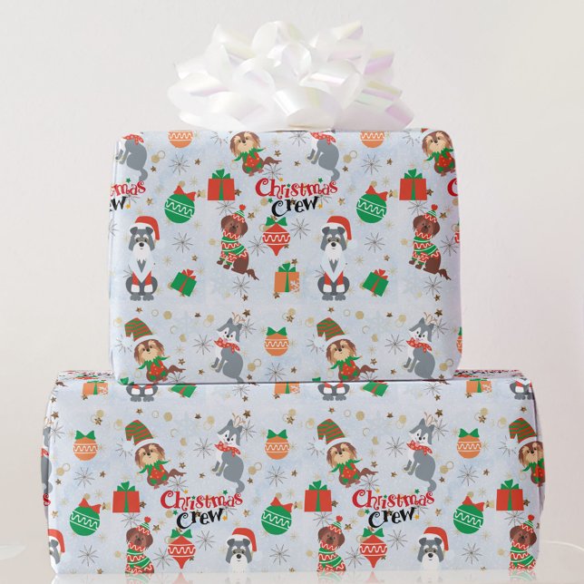 Papel De Presente A Tripulação de Natal Cachorros em Figurino de (Criador carregado)