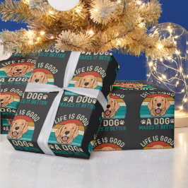 Papel De Presente a vida é boa um cachorro torna melhor