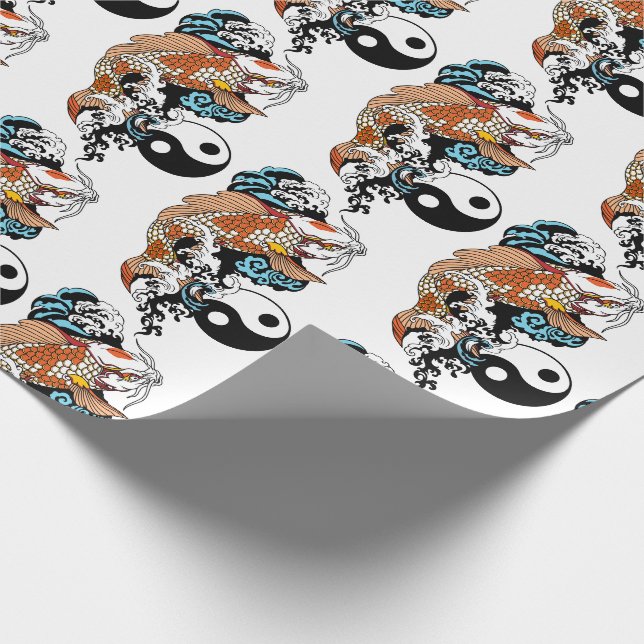 Papel De Presente a vida é sobre equilíbrio. peixe-carpa koi japonês (Ponta)