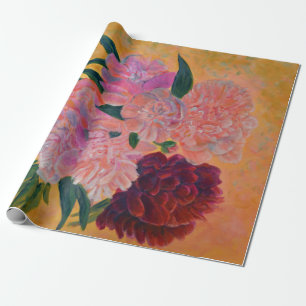 Papel De Presente A Vida Estática com a Pintura de Peônias