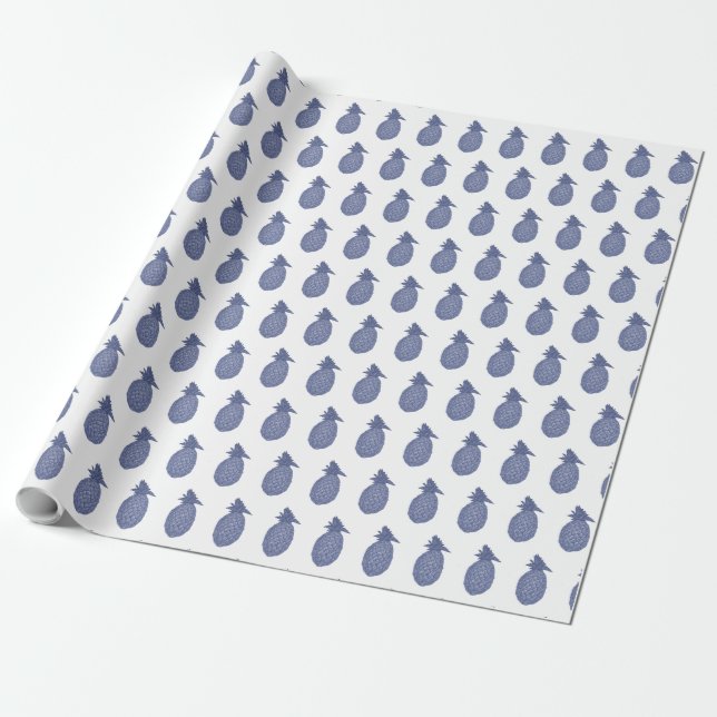 Papel De Presente Abacaxi Azul (Desenrolado)