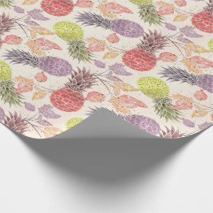 Papel De Presente Abacaxi, casal doce, fruta, aguarela