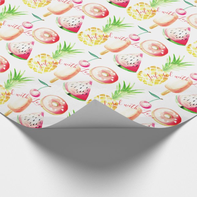 Papel De Presente Abacaxi, Cerejas, Donuts, Sorvete, Melancia (Ponta)