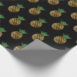 Papel De Presente Abacaxi de Verão tropical fruta de ouro negro
