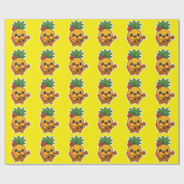 Papel De Presente Abacaxi Kawaii sorridente - Tropical