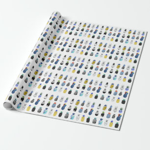 Papel De Presente Abacaxis texturizados, coleção de safras.