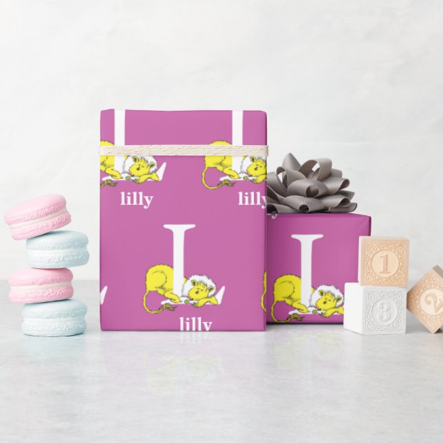 Papel De Presente ABC do Dr. Seuss: Letra L - Branco | Adicione seu  (Chá de bebê)