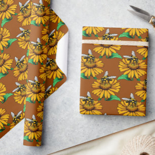 Papel De Presente Abeha no Design de Padrão de Flor de Girassol Marr