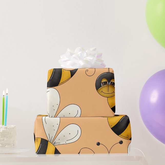 Papel De Presente Abeille Souriant Personagem de Abelha Alegre (Criador carregado)