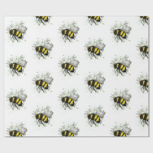 Papel De Presente Abeja Bumble Voadora, Desenho Digital à Mão Livre