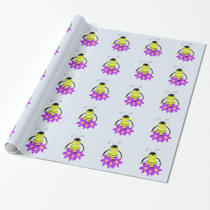 Papel De Presente Abeja Caprichosa Com Flores Brilhantes