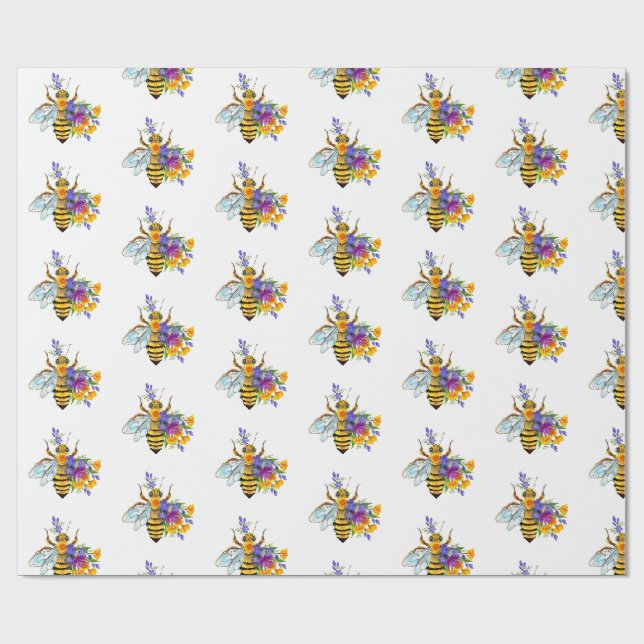 Papel De Presente Abeja flor com plantas silvestres (Aberto)