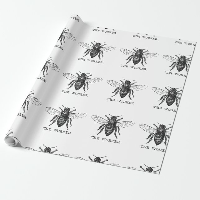 Papel De Presente Abeja Trabalhadora Mel Abelha Preta (Desenrolado)