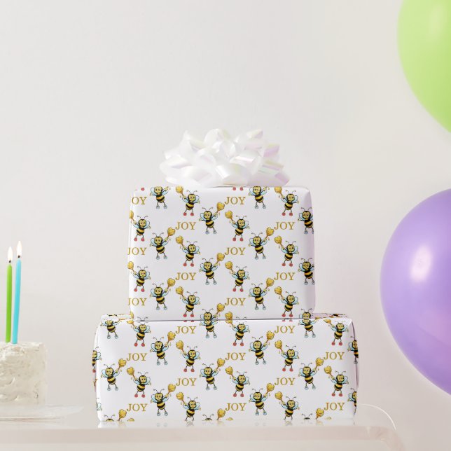 Papel De Presente Abejas con patrón de corazón envolvente (Presentes para festas)