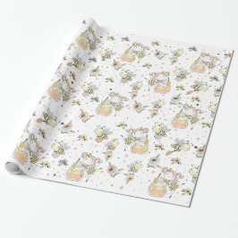Papel De Presente Abejas Melíferas, Hadas y Bebés Abejas en Patrón C