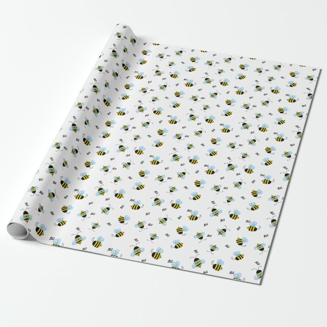 Papel De Presente Abejas Melíferas Zumbando Atareadas (Desenrolado)