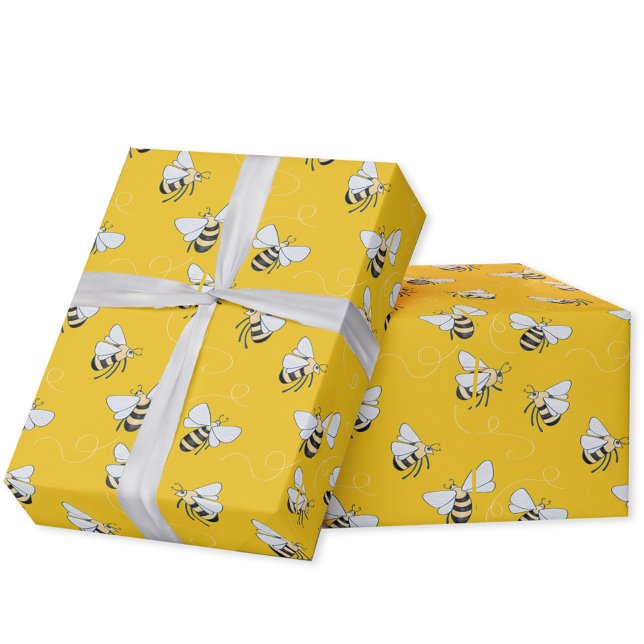 Papel De Presente Abelha Amarela (Yellow honey bee gift wrapping paper)