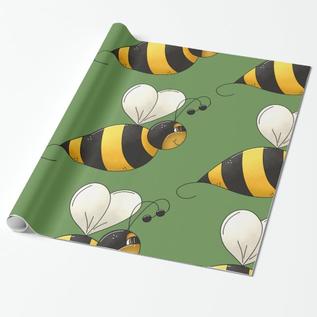 Papel De Presente Abelha Bombordo Alada Gorducha (Desenrolado)