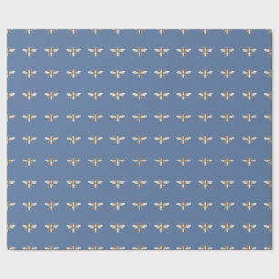 Papel De Presente Abelha Heráldica sobre o fundo azul ceruliano W