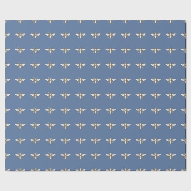Papel De Presente Abelha Heráldica sobre o fundo azul ceruliano W (Barra)