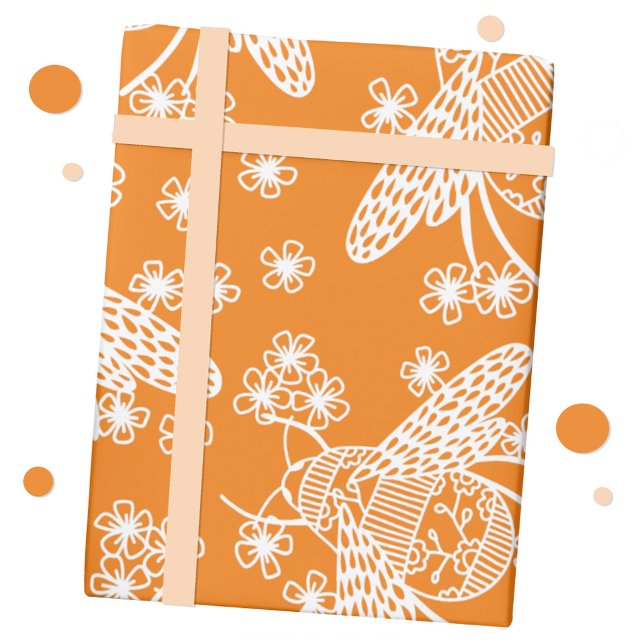 Papel De Presente Abelha Mel (Honey bee gift wrap paper roll)