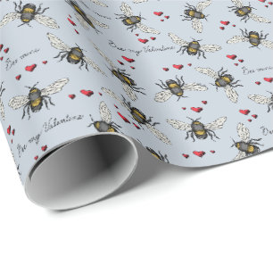 Papel De Presente Abelhas Azuis Claras Mina/Sejam Minhas Abelhas E C