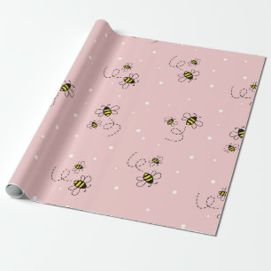 Papel De Presente Abelhas sem descontinuidades em fundo pastel. Vint