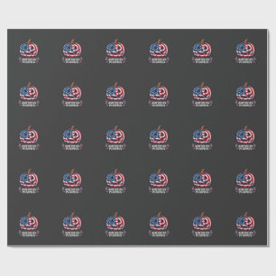 Papel De Presente Abóbora Americana Halloween Bandeira EUA Estrelas
