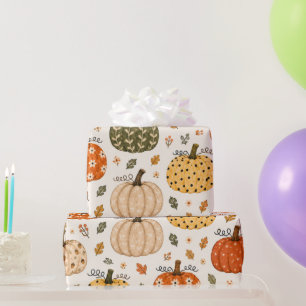 Papel De Presente Abóbora Boho Outono