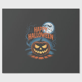 Papel De Presente Abóbora de Halloween Assustadora