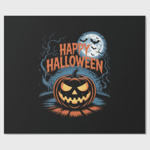 Papel De Presente Abóbora de Halloween Assustadora