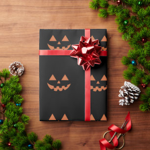 Papel De Presente Abóbora de Halloween com Rosto de Jack O' Lanterna